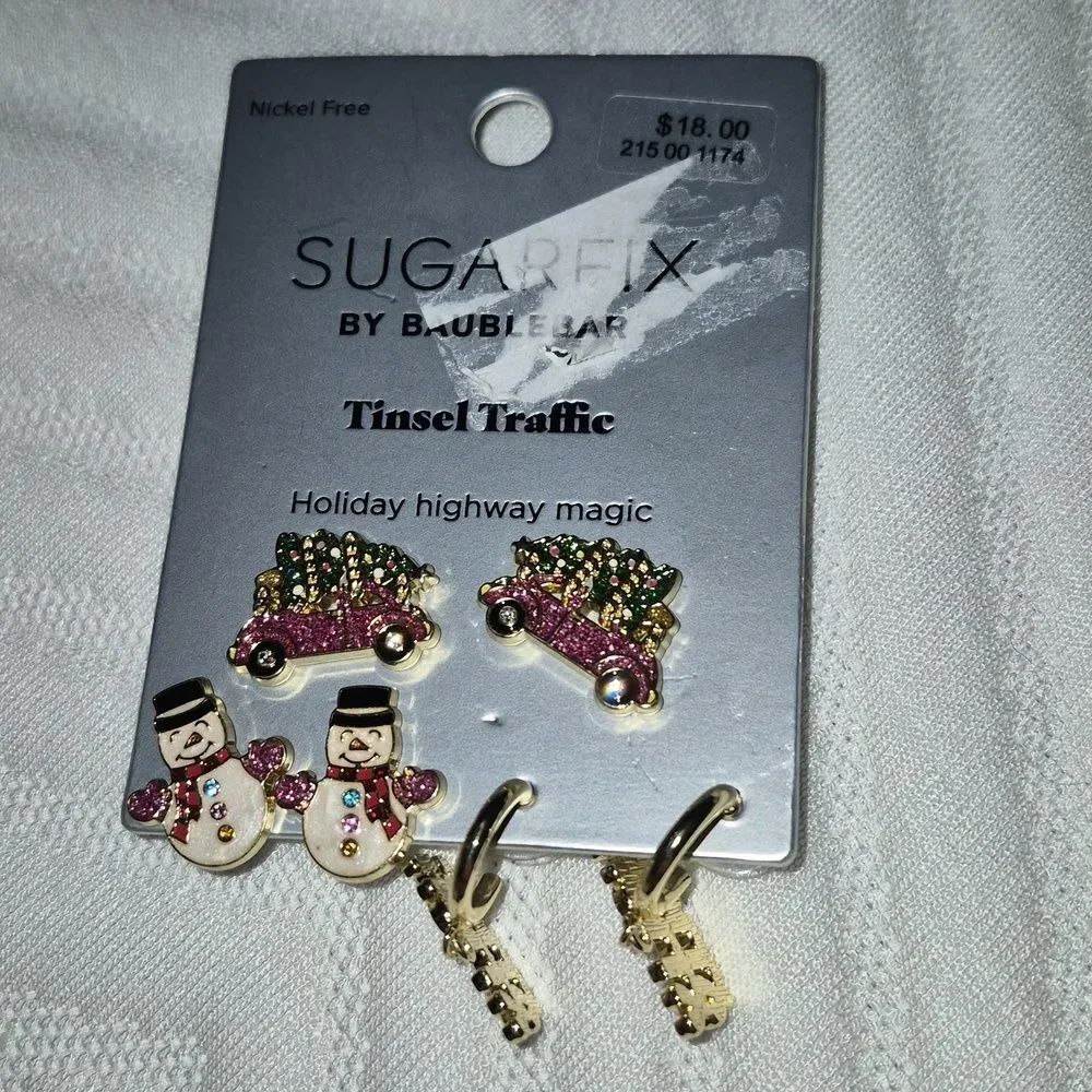 Sugarfix by Baublebar Holly Jolly 3 Pairs EARRINGS - New